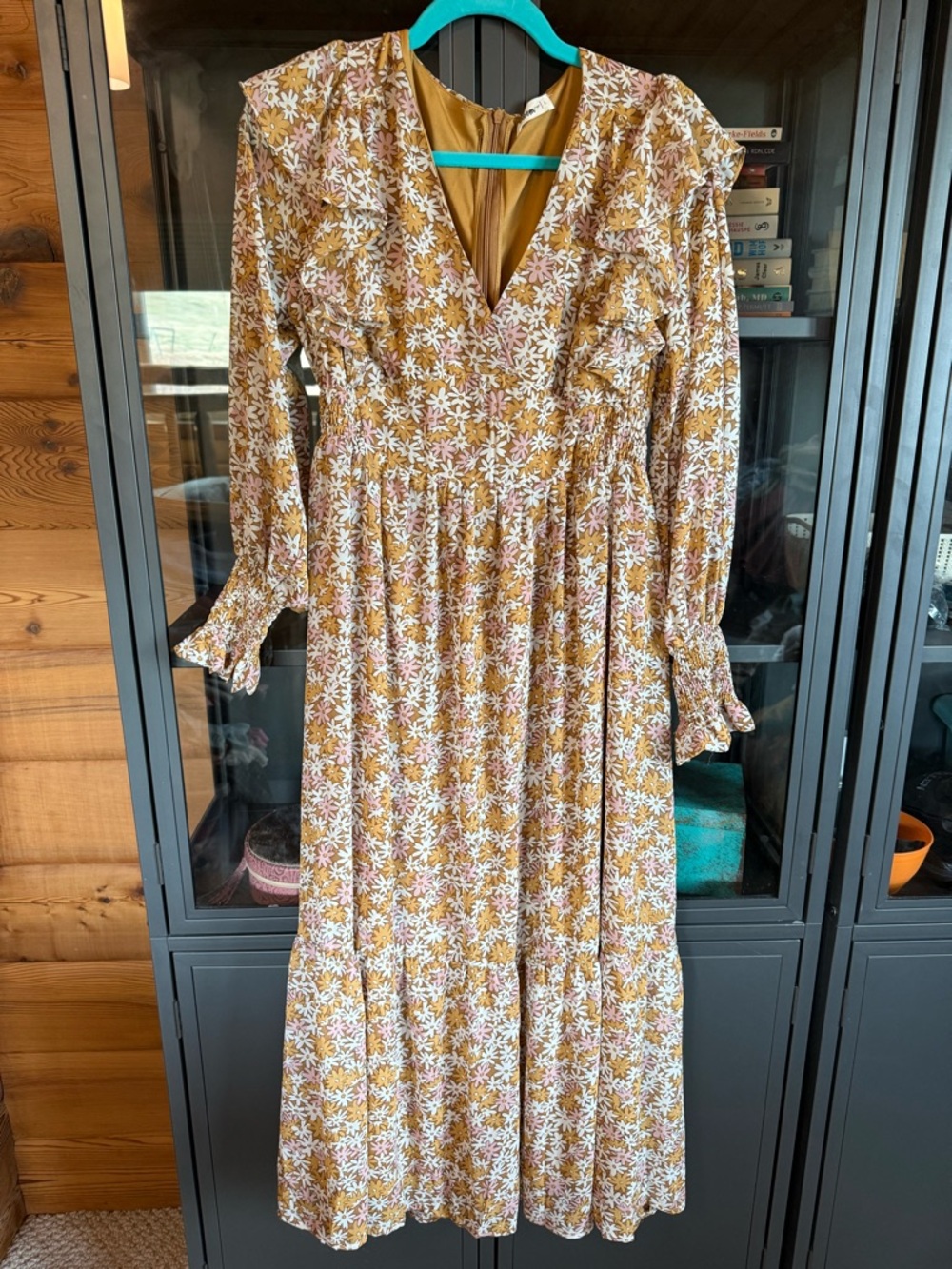 In Bloom Mustard Floral V-Neck Maxi Dress